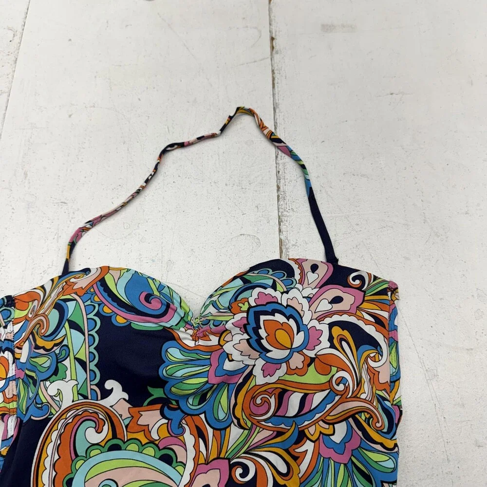 Tommy Bahama Swimsuit Womens 6 Multicolor Paisley One Piece Halter Lined Stretch